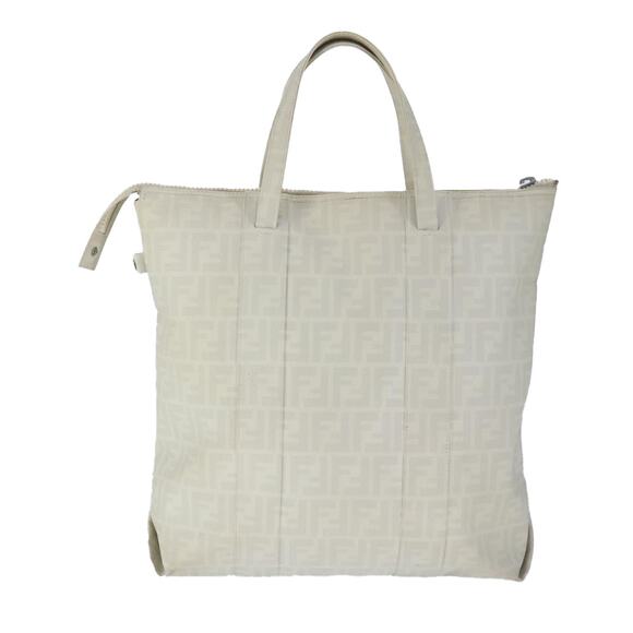FENDI Zucca Canvas Tote Bag Pvc White Silver - Picture 3 of 12